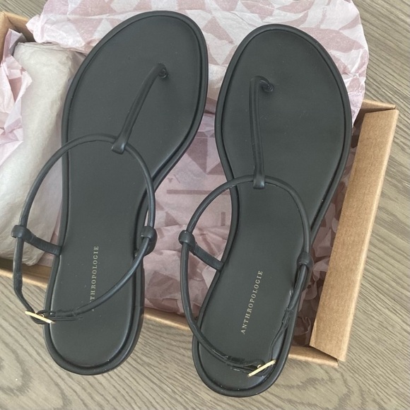 Anthropologie - T-Strap Sandals - Black - Size 7 (38) Fits 7/7.5 - 2024 - NWT - Picture 9 of 15